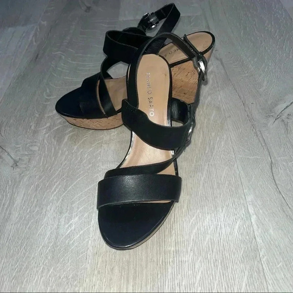 Franco sarto black wedge heels / sz 9 - Picture 1 of 5